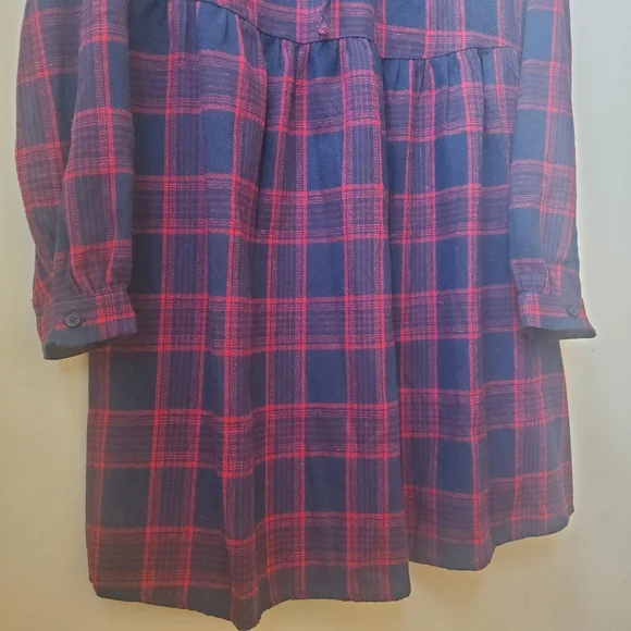 NWT S Apricot Plaid Flannel Swing Dress - Picture 6 of 8